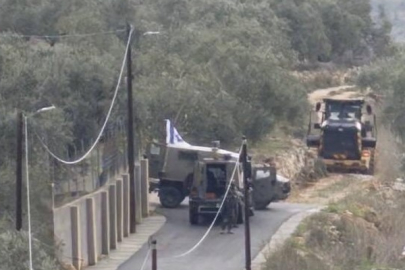 İsrail güçleri Ramallah'ın kuzeyinde zeytin ağaçlarını kökünden söktü