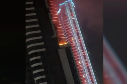 İzmir' Konak'ta lüks binada çıkan yangın paniğe neden oldu