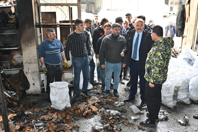 Vali Canalp, yangın çıkan işyerinde incelemelerde bulundu