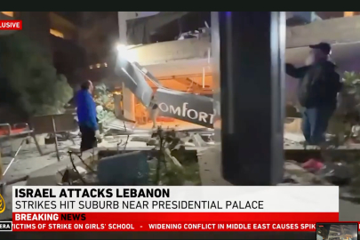 İsrail güçleri Lübnan'ın Hazmieh kentinde bir oteli bombaladı