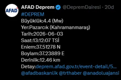 Kahramanmaraş'ta deprem!