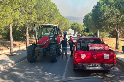 İzmir Foça Deniz Üs Komutanlığı civarında çıkan orman yangını için ekipler seferber oldu
