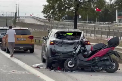 İstanbul Tuzla TEM’de motosikletli polis emniyet şeridindeki otomobile çarptı
